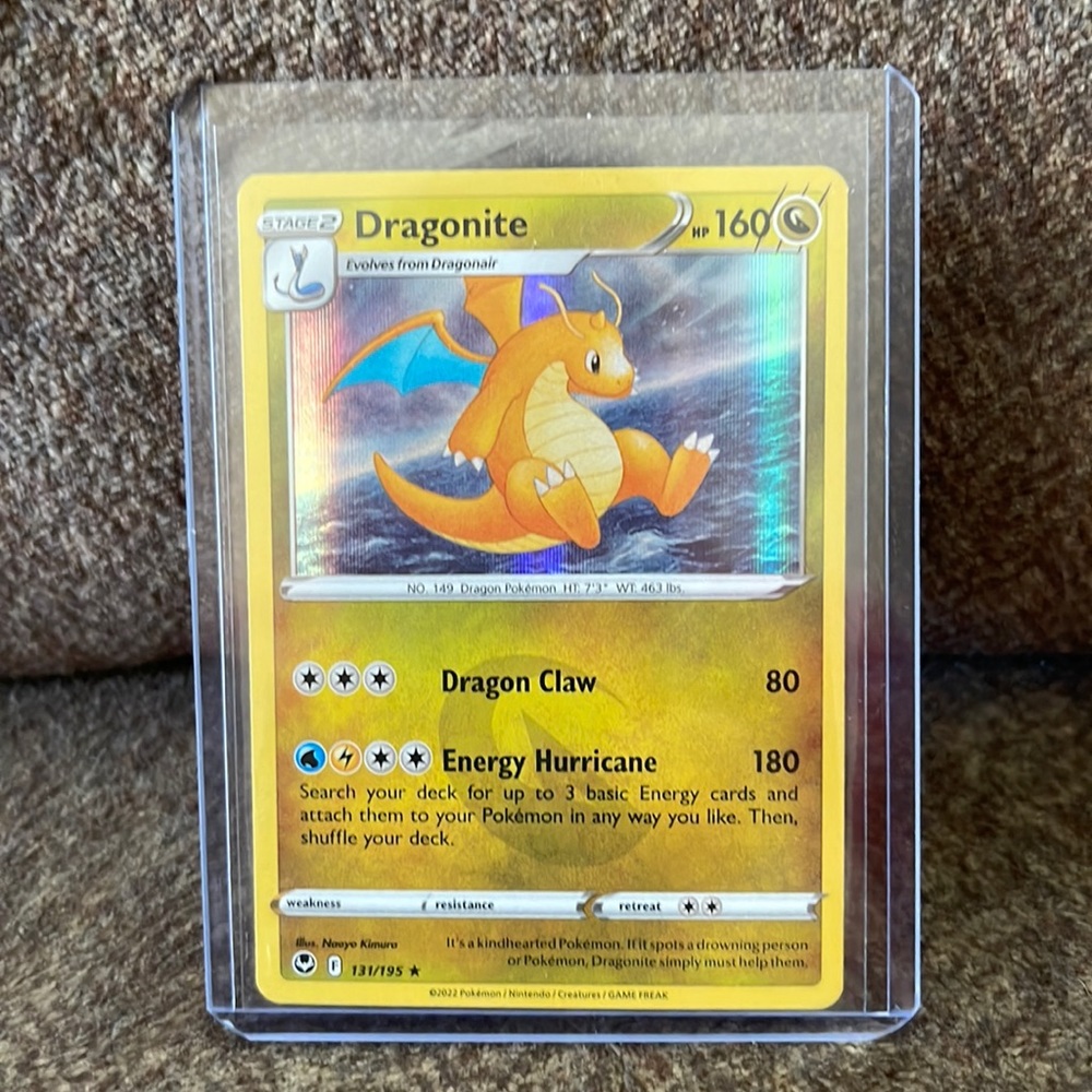 Limited Edition Pokemon Dragonite Card Holo Silver Tempest